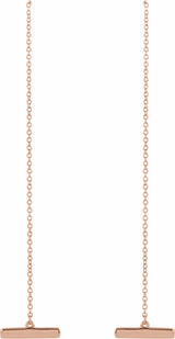 14K Rose Bar Chain Earrings