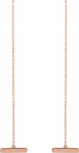 14K Rose Bar Chain Earrings