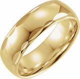 14K Yellow Gold 7 mm Scalloped Edge Comfort-Fit Half Round Band Size 13.5