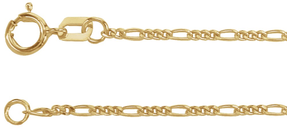 14K Yellow Gold 1.28 mm Figaro 24" Chain