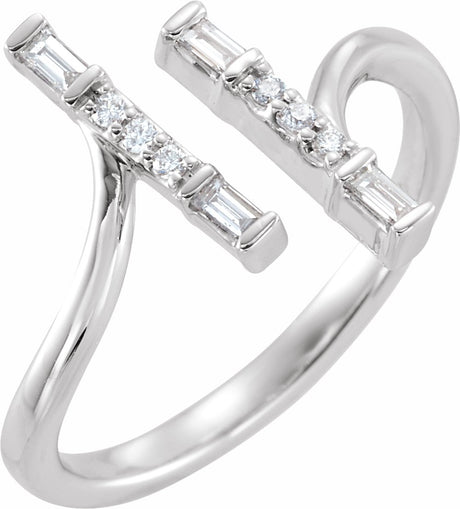 14K White Gold 1/6 CTW Natural Diamond Double Bar Ring
