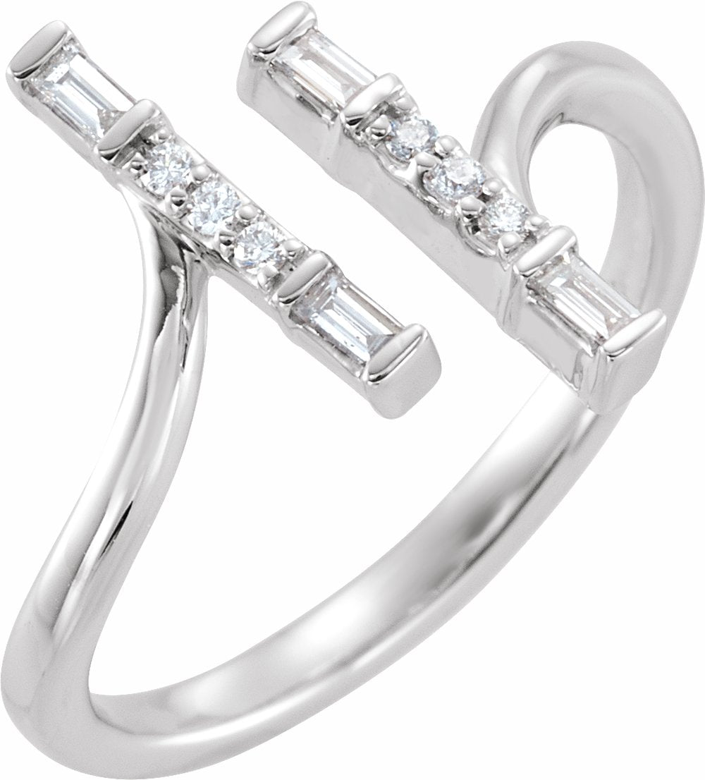 14K White Gold 1/6 CTW Natural Diamond Double Bar Ring