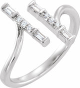 14K White Gold 1/6 CTW Natural Diamond Double Bar Ring