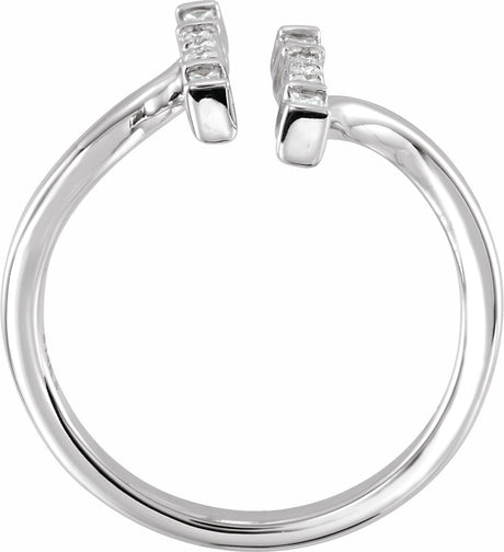 14K White Gold 1/6 CTW Natural Diamond Double Bar Ring
