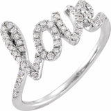 14K White 1/4 CTW Natural Diamond Love Ring