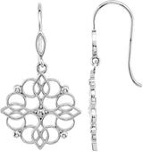 Sterling Silver 35.3x18.8 mm Floral Earrings