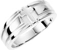 Sterling Silver Gold Grooved Cross Band Size 10
