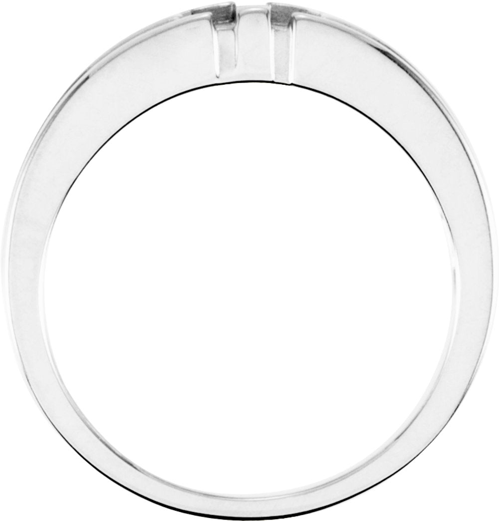 14K White 8 mm Grooved Cross Band Size 10