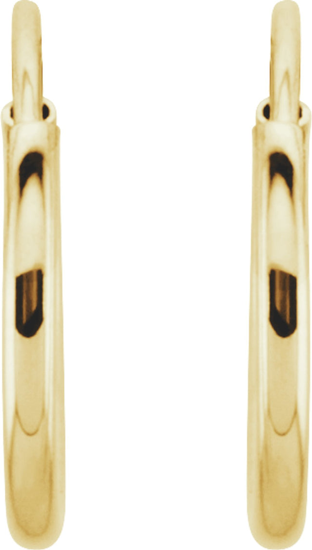 14K Yellow Gold Endless Tube 10 mm Hoop Earring