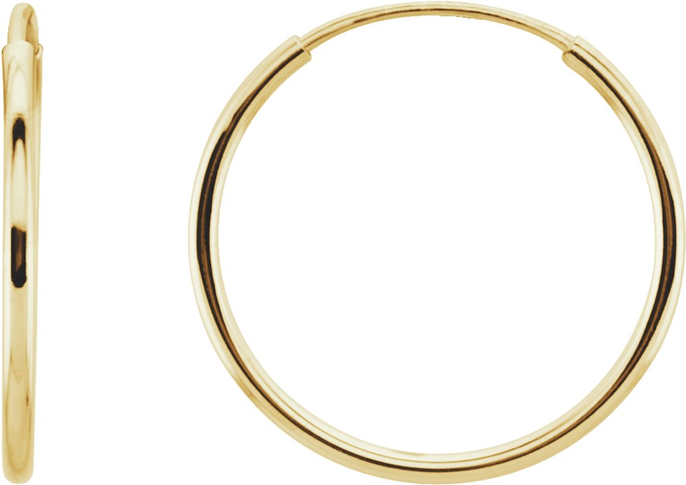 14K Yellow Gold Endless Tube 15 mm Hoop Earring