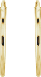 14K Yellow Gold Endless Tube 15 mm Hoop Earring
