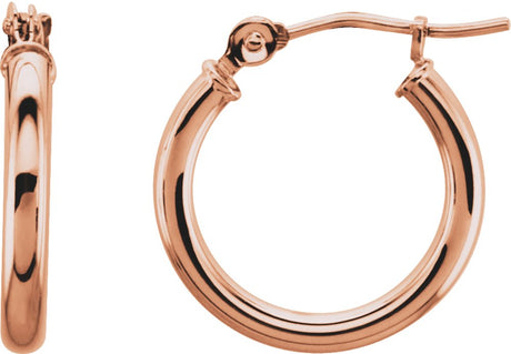 14K Rose Gold Tube 15 mm Hoop Earrings