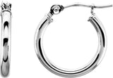 14K White Tube 15 mm Hoop Earrings