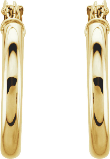 14K Yellow Tube 15 mm Hoop Earrings