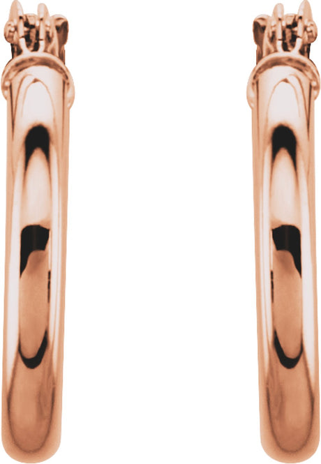 14K Rose Tube 15 mm Hoop Earrings