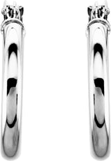 14K White Gold Tube 15 mm Hoop Earrings