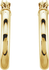14K Yellow Gold Tube 15 mm Hoop Earrings
