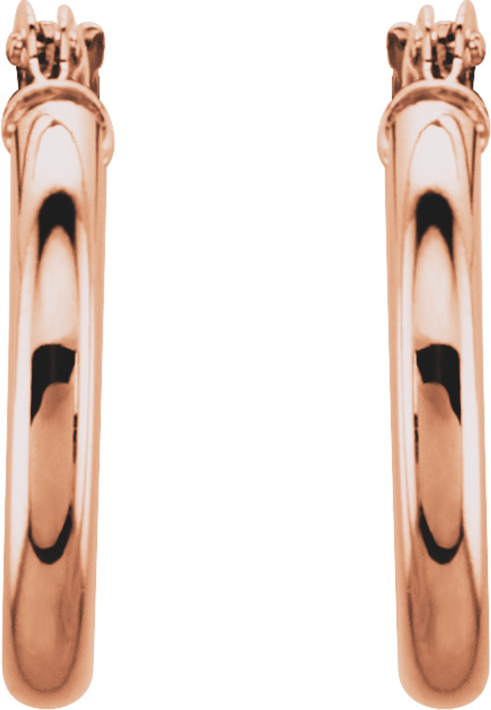 14K Rose Gold Tube 15 mm Hoop Earrings