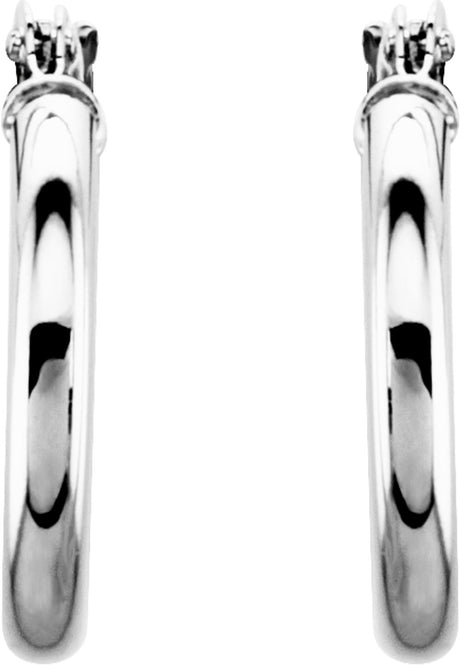14K White Gold Tube 15 mm Hoop Earrings