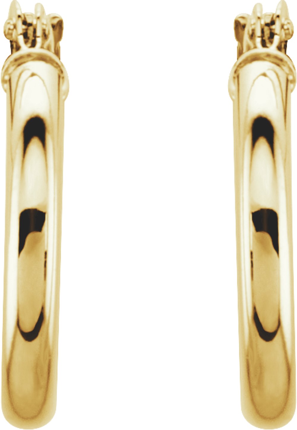 14K Yellow Tube 15 mm Hoop Earrings