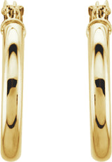 14K Yellow Tube 15 mm Hoop Earrings