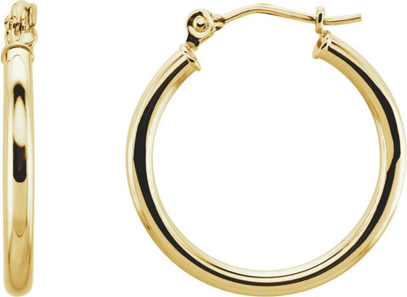 14K Yellow Tube 20 mm Hoop Earrings