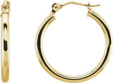 14K Yellow Gold Tube 20 mm Hoop Earrings