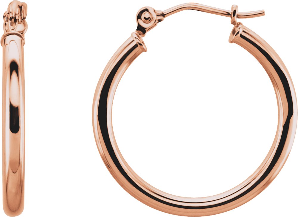 14K Rose Tube 20 mm Hoop Earrings