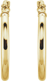 14K Yellow Gold Tube 20 mm Hoop Earrings
