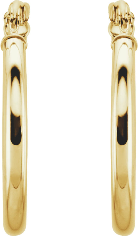 14K Yellow Gold Tube 20 mm Hoop Earrings