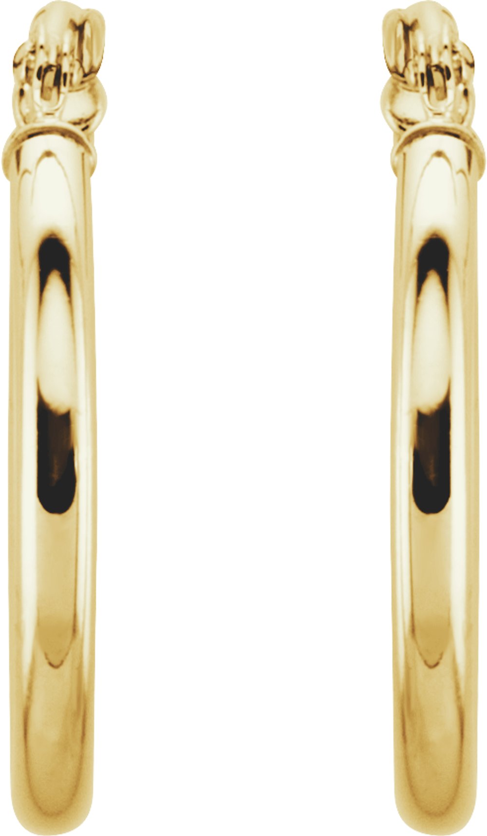 14K Yellow Tube 20 mm Hoop Earrings