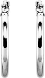 14K White Gold Tube 20 mm Hoop Earrings
