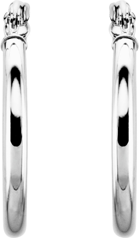 14K White Gold Tube 20 mm Hoop Earrings