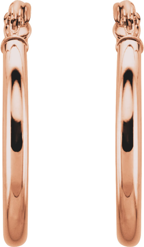 14K Rose Gold Tube 20 mm Hoop Earrings