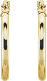 14K Yellow Tube 20 mm Hoop Earrings