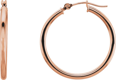 14K Rose Gold Tube 25 mm Hoop Earrings