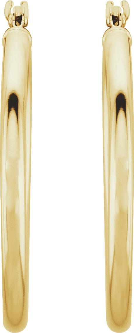 14K Yellow Gold Tube 25 mm Hoop Earrings