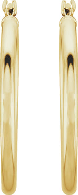 14K Yellow Gold Tube 25 mm Hoop Earrings