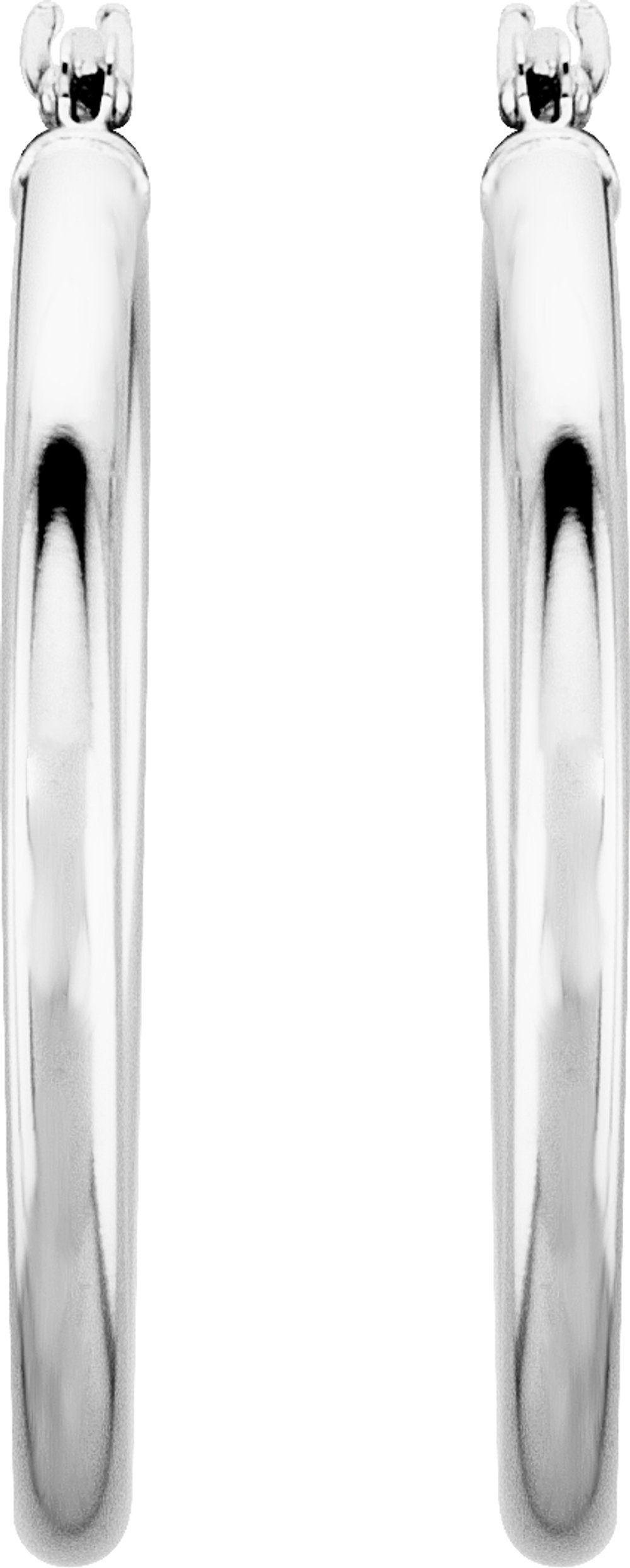 14K White Gold Tube 25 mm Hoop Earrings