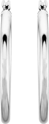 14K White Gold Tube 25 mm Hoop Earrings