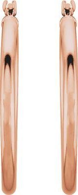 14K Rose Gold Tube 25 mm Hoop Earrings