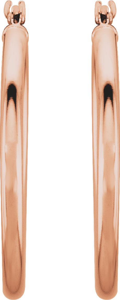 14K Rose Gold Tube 25 mm Hoop Earrings