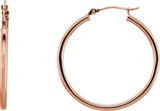 14K Rose Gold Tube 30 mm Hoop Earrings