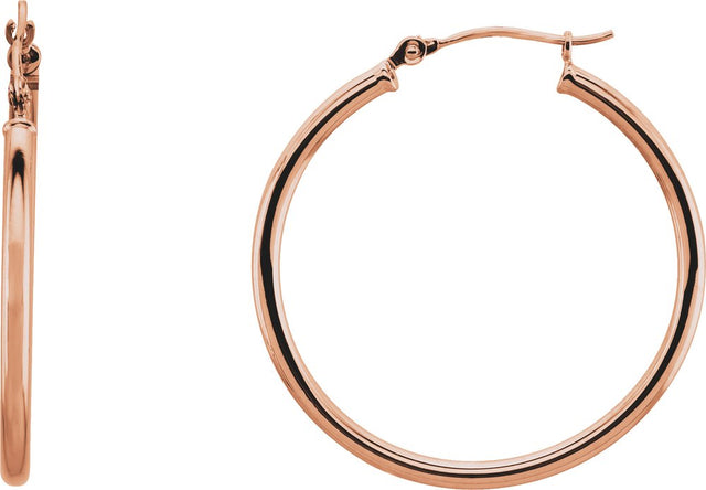 14K Rose Gold Tube 30 mm Hoop Earrings