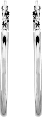 14K White Gold Tube 30 mm Hoop Earrings