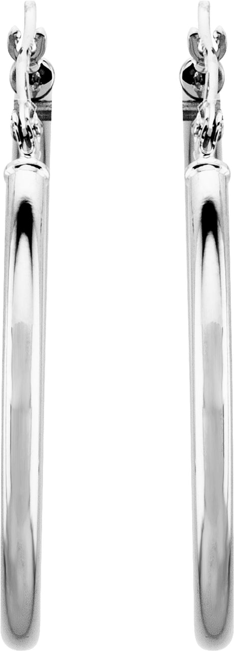 14K White Gold Tube 30 mm Hoop Earrings