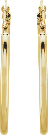 14K Yellow Tube 30 mm Hoop Earrings