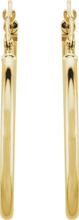 14K Yellow Tube 30 mm Hoop Earrings