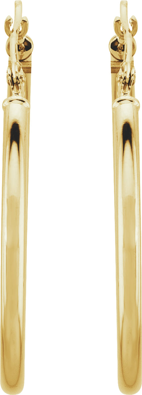 14K Yellow Tube 30 mm Hoop Earrings