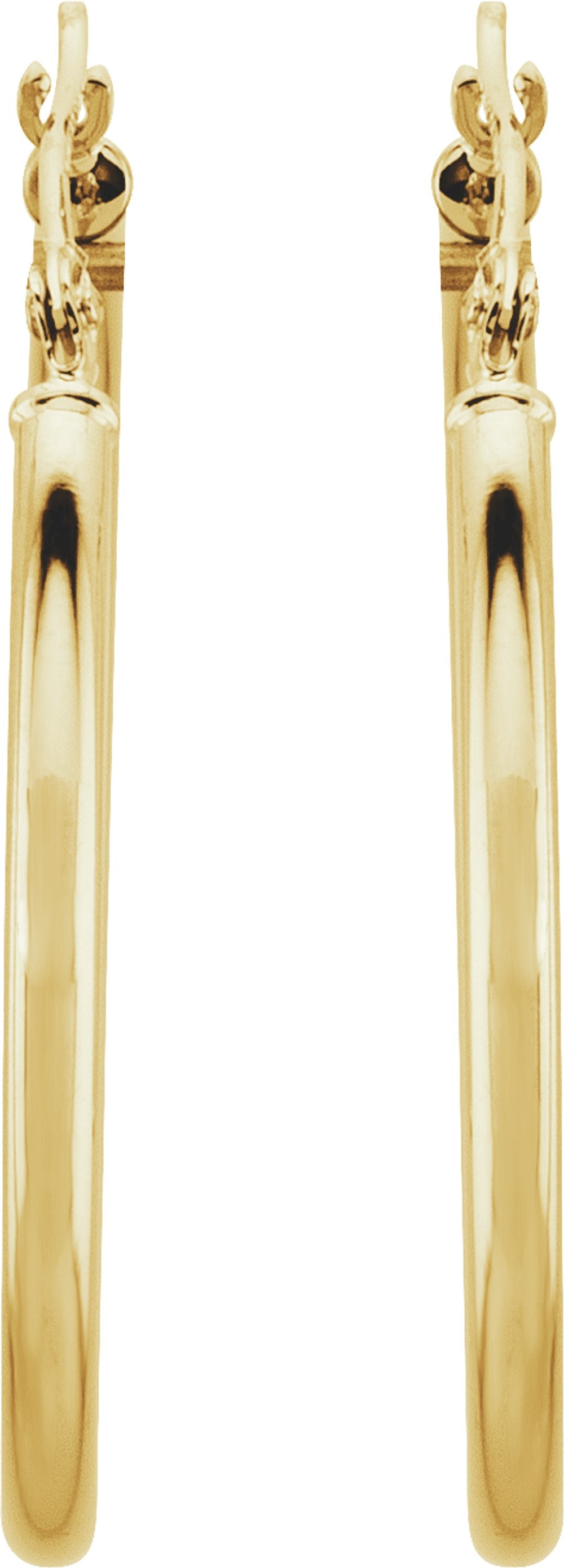 14K Yellow Gold Tube 30 mm Hoop Earrings